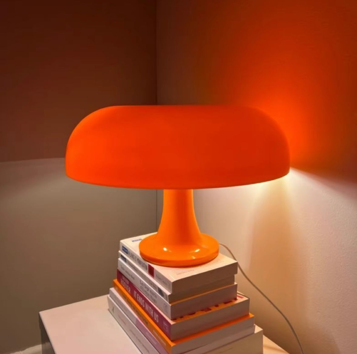 MUSHROOM LAMP ORANGE MID-CENTURY DESIGN