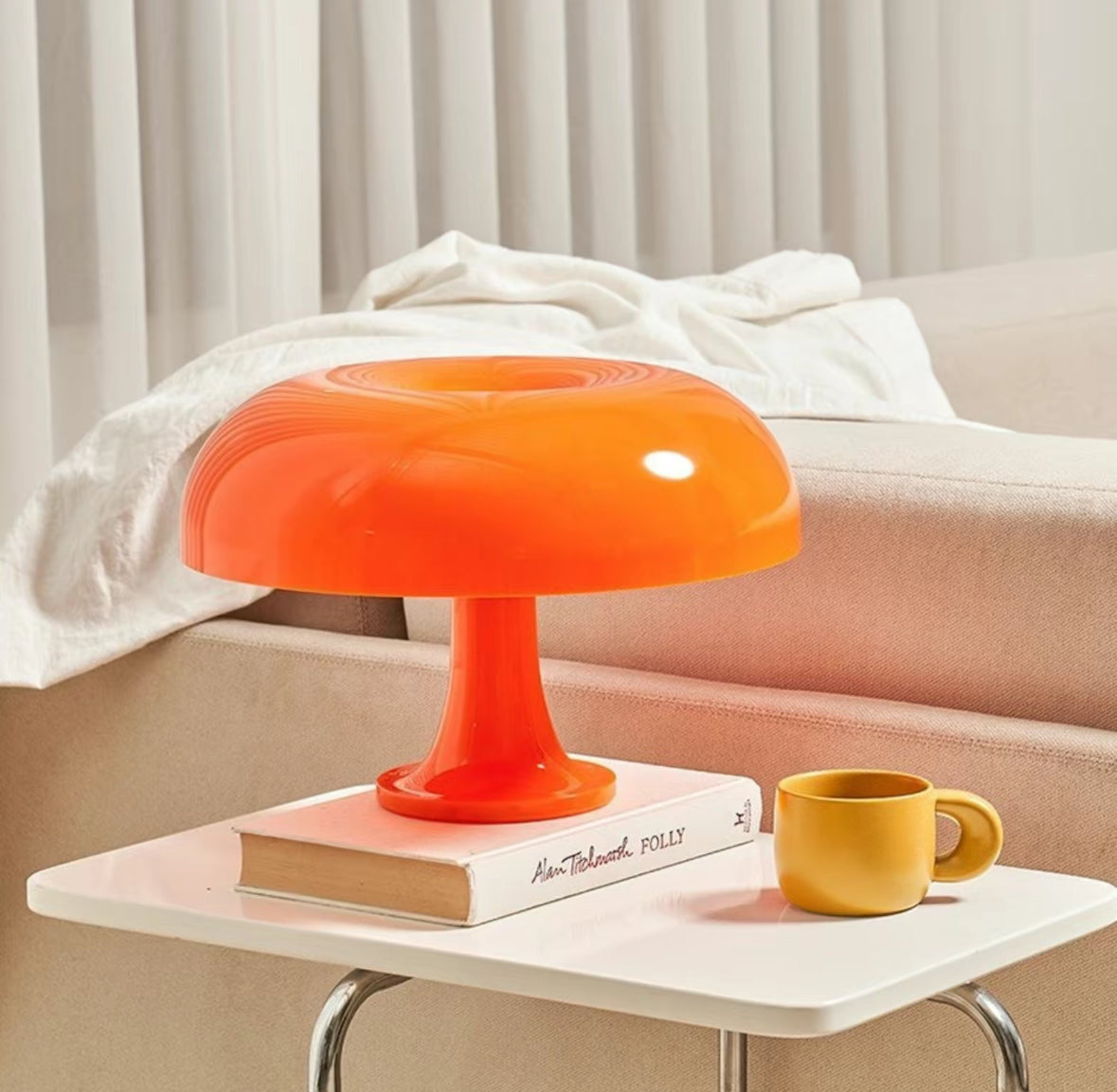 MUSHROOM LAMP ORANGE MID-CENTURY DESIGN