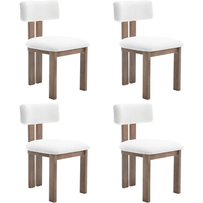 Chic Mid-Century White Dining Chair Set of 4