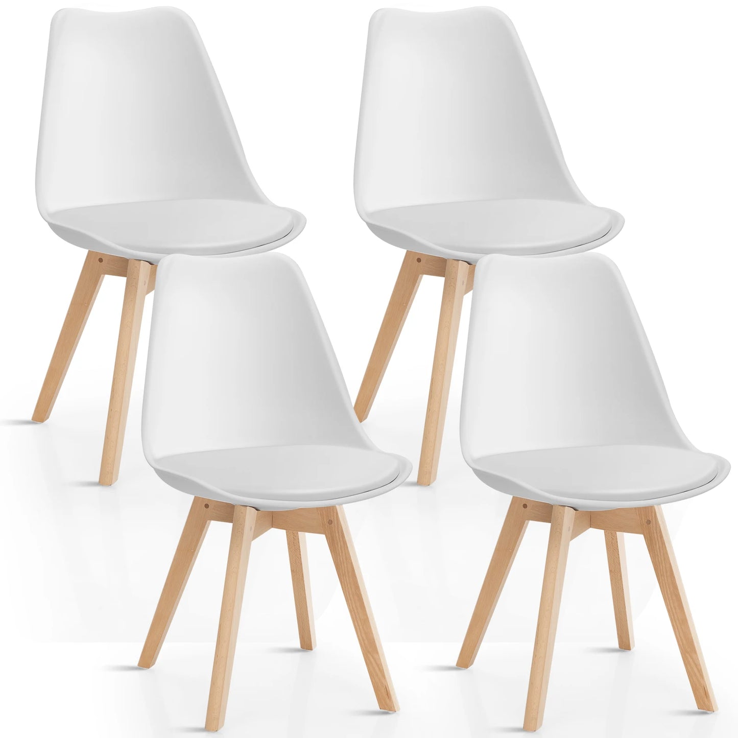 Elegant Mid-Century White Dining Chairs Set of 4