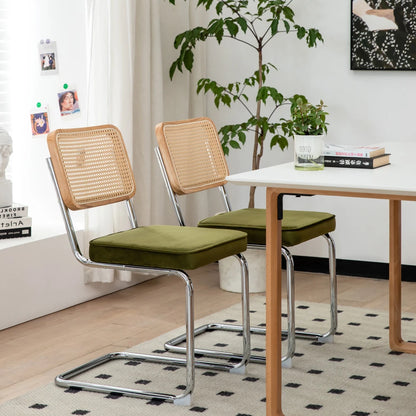 Set of 2 Mid-Century Velvet Dining Chairs