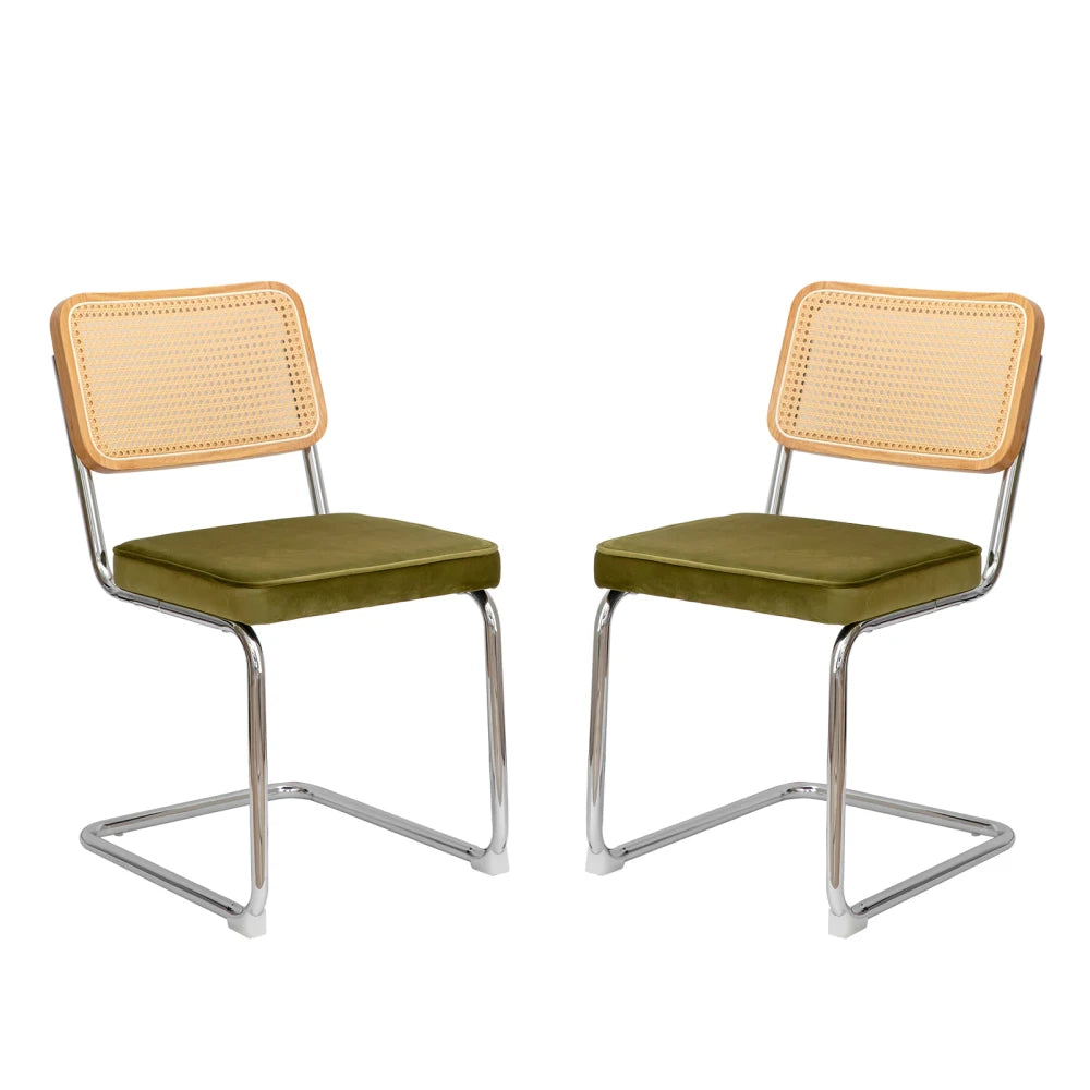 Set of 2 Mid-Century Velvet Dining Chairs