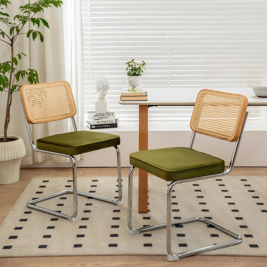 Set of 2 Mid-Century Velvet Dining Chairs