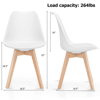 Elegant Mid-Century White Dining Chairs Set of 4